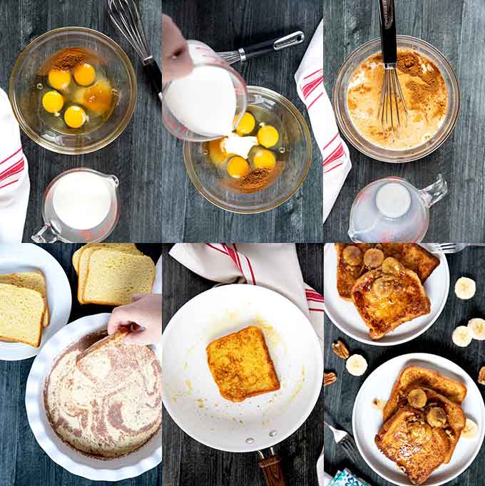 Step by step photos for making basic Brioche French Toast  perfectly every time.