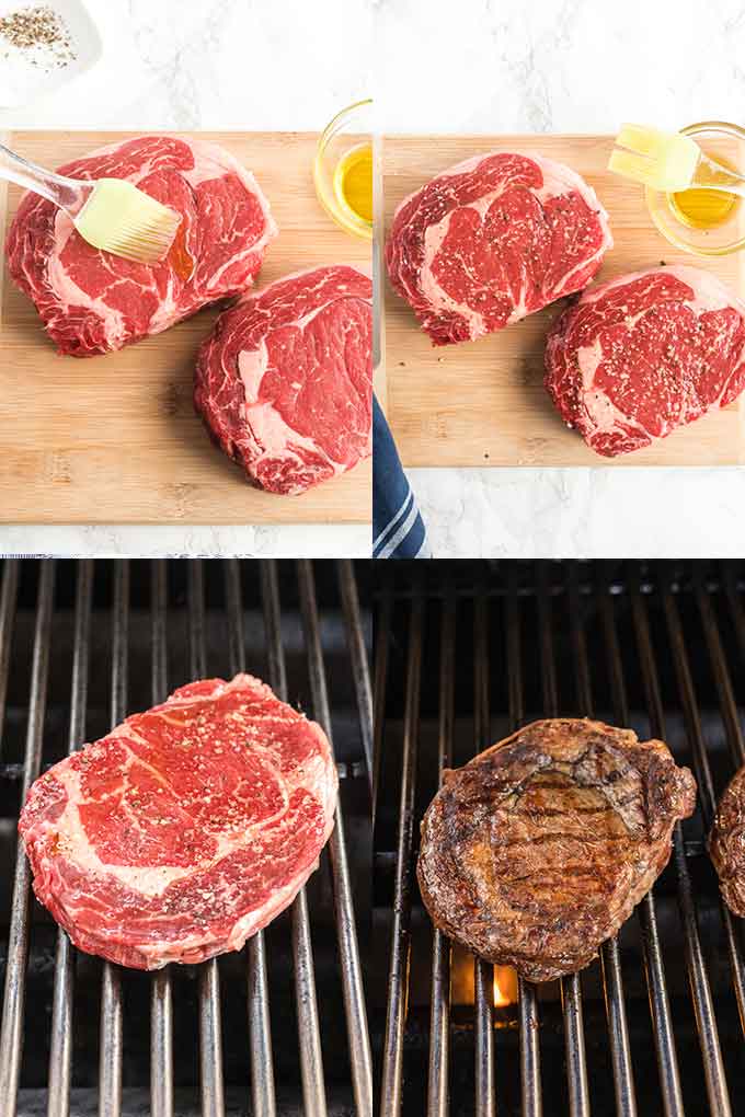 Step by step photos on how to season and grill the perfect steak.