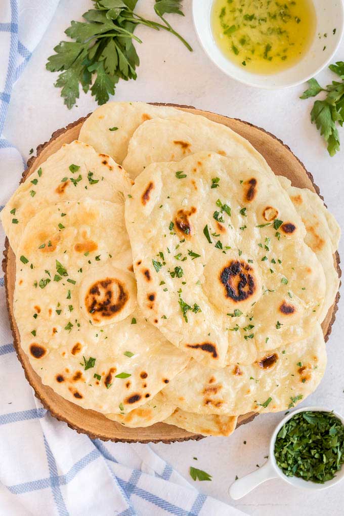 Flat bread on a wooden surface