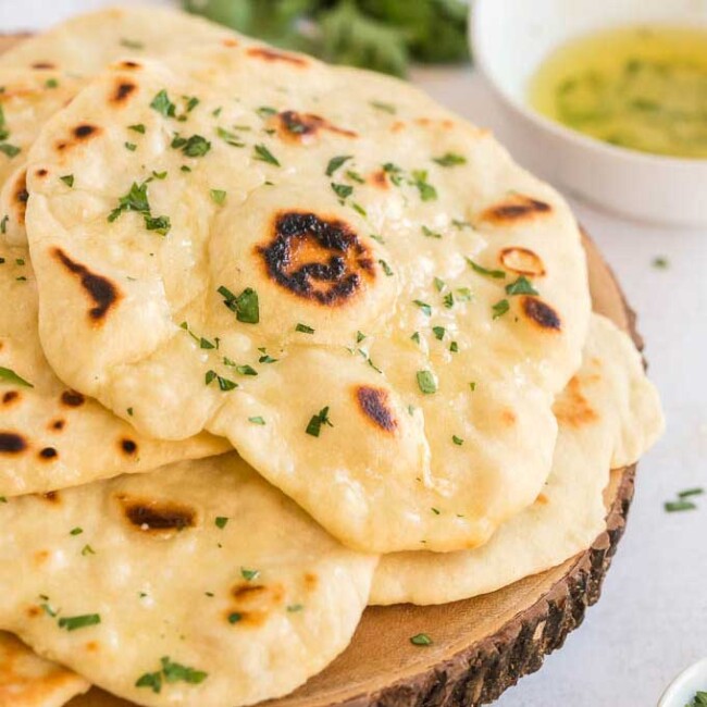 No-yeast skillet flatbread on a wooden board