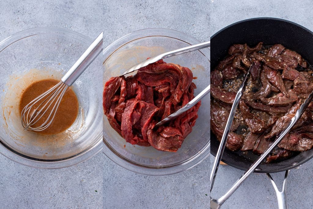 step by step photos on how to stir fry the beef