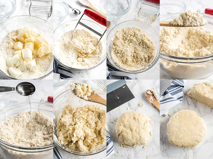 step by step process on how to make pie crust by hand.