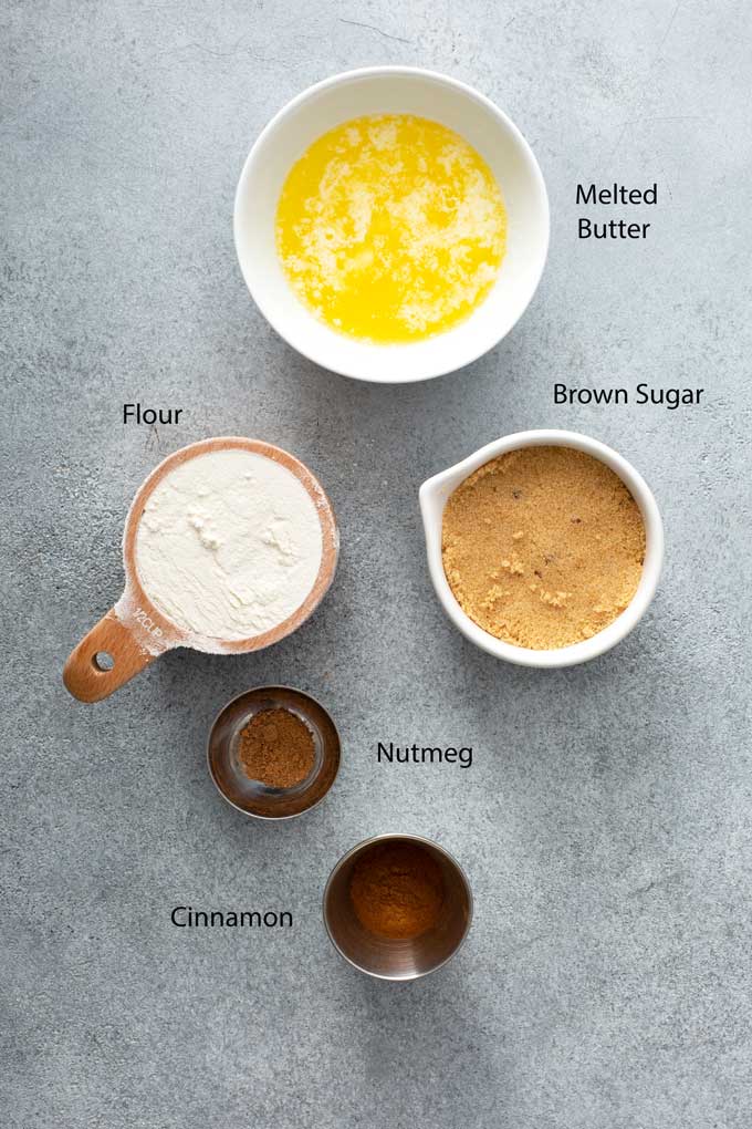 Ingredients to make the cinnamon streusel layer.