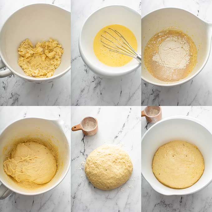 Image collage on how to make pan de muerto dough