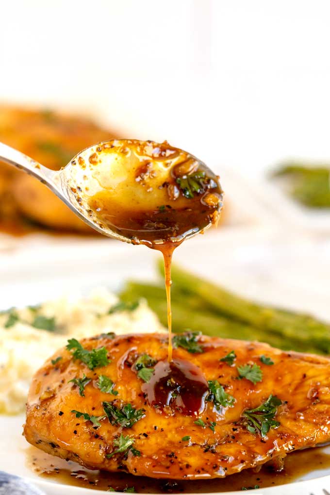 Balsamic Maple Glaze been poured over chicken