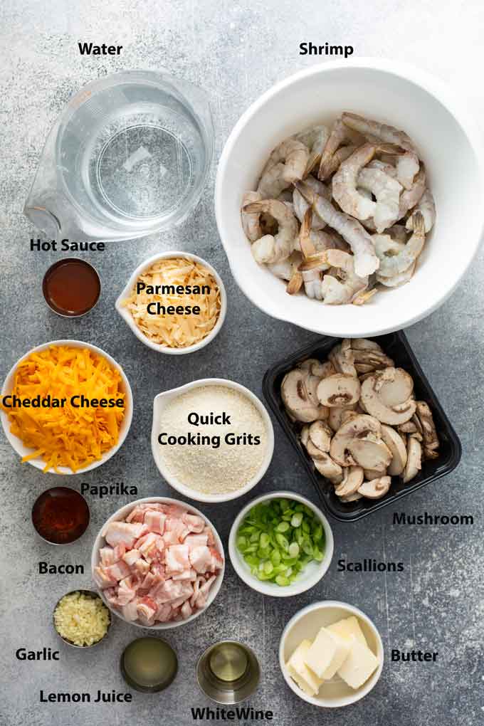 Ingredients to make Southern Shrimp and Grits
