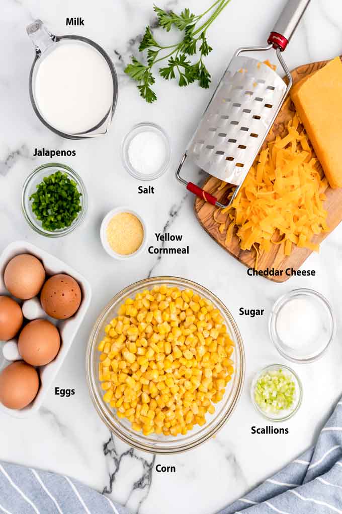 Ingredients to make corn casserole