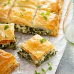 Spanakopita cut into squares