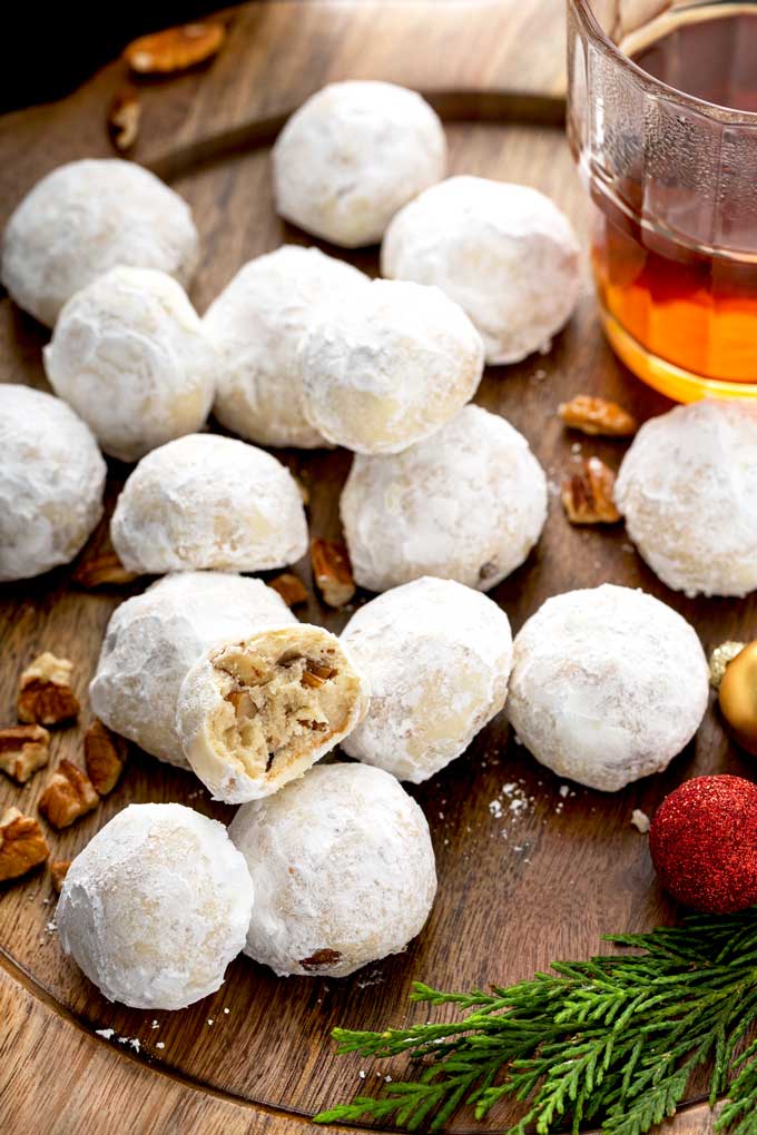 Beautiful Mexican cookies on a wooden tray