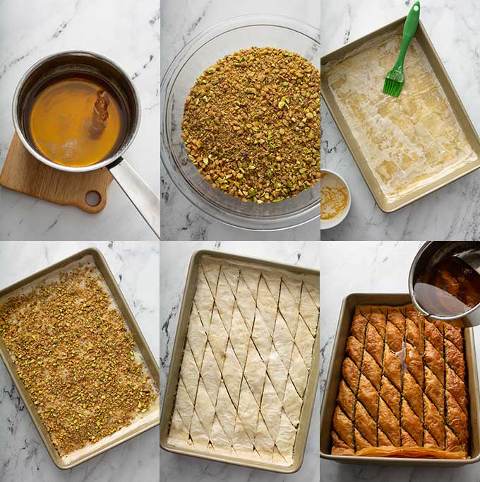 Step by step photos of hot to make baklava