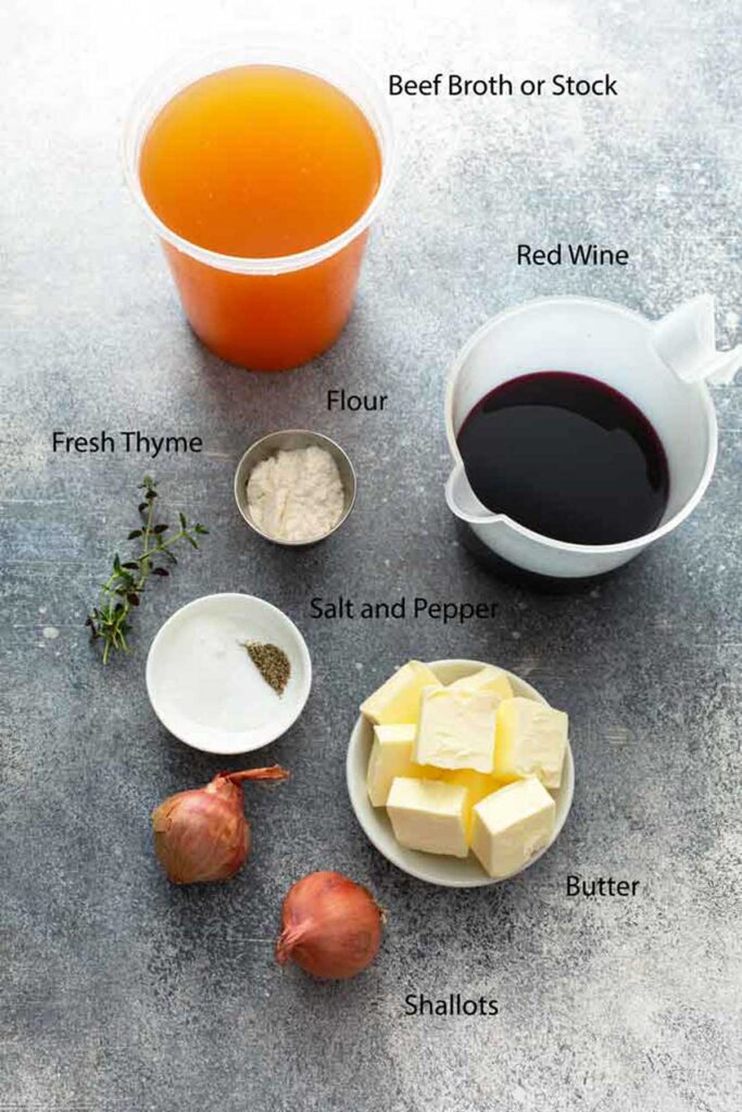 Ingredients to make the wine butter sauce