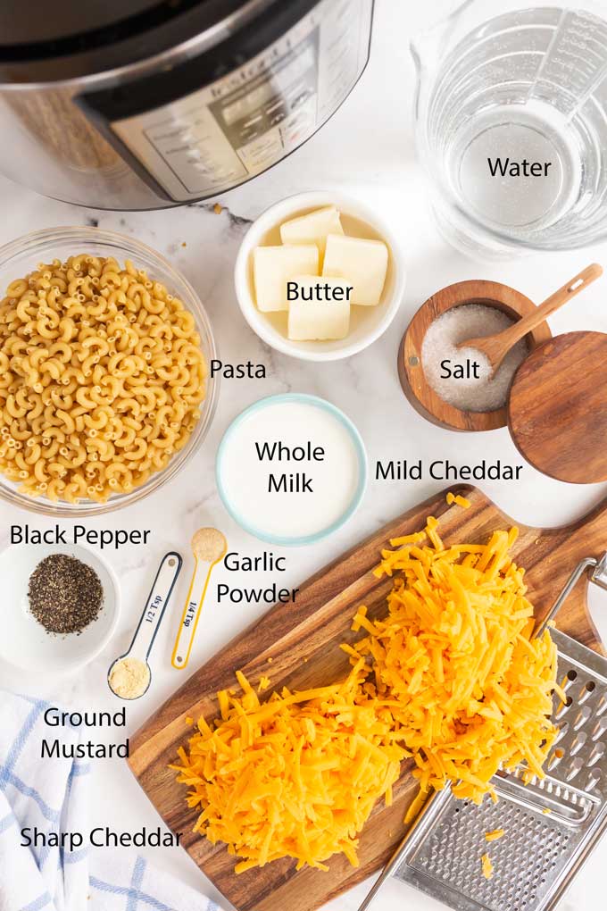 Ingredients to make Instant pot macaroni and cheese