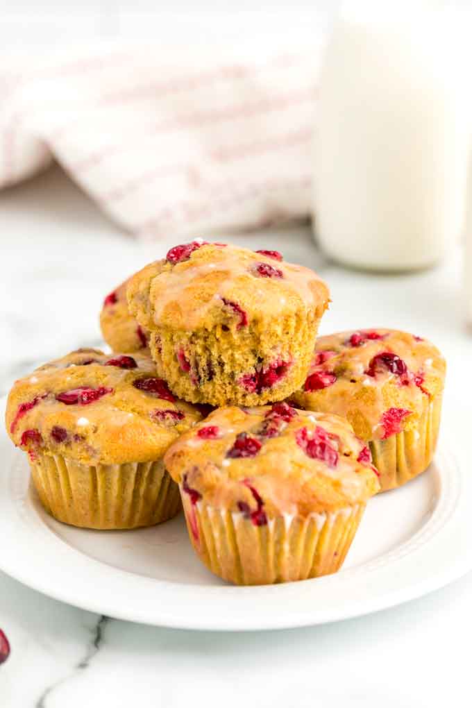 Cranberry orange muffins on a plate