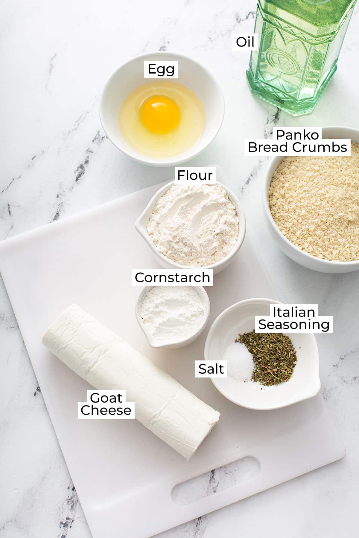 ingredients to make crispy fried goat cheese
