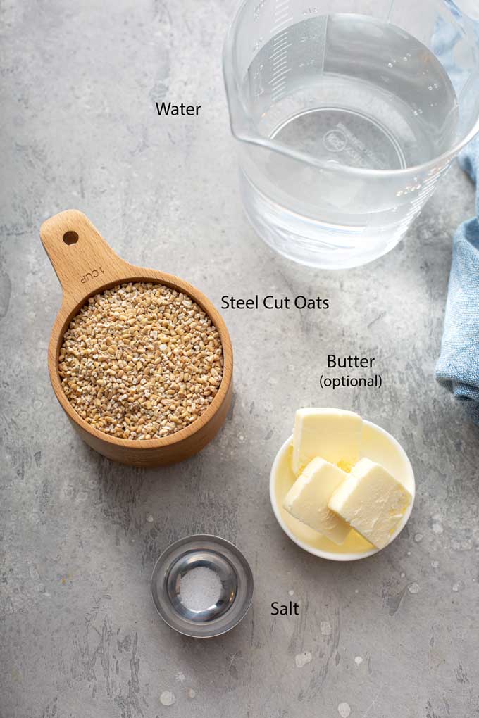 Ingredients to make Pressure cooker steel cut oats