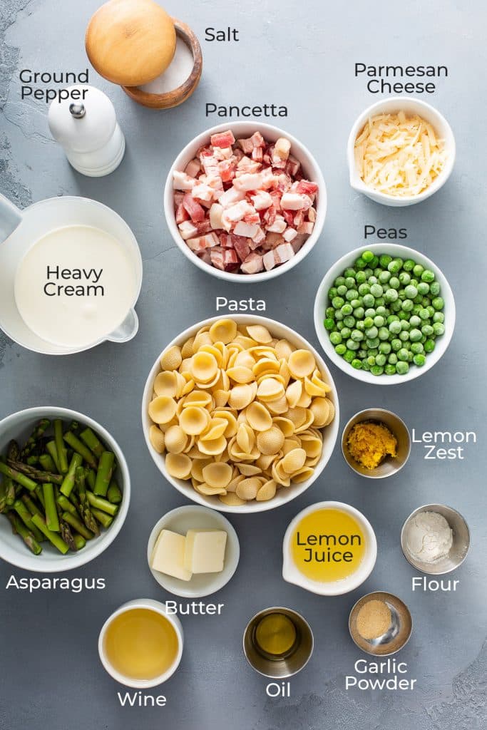 ingredients to make pasta with asparagus in lemon sauce