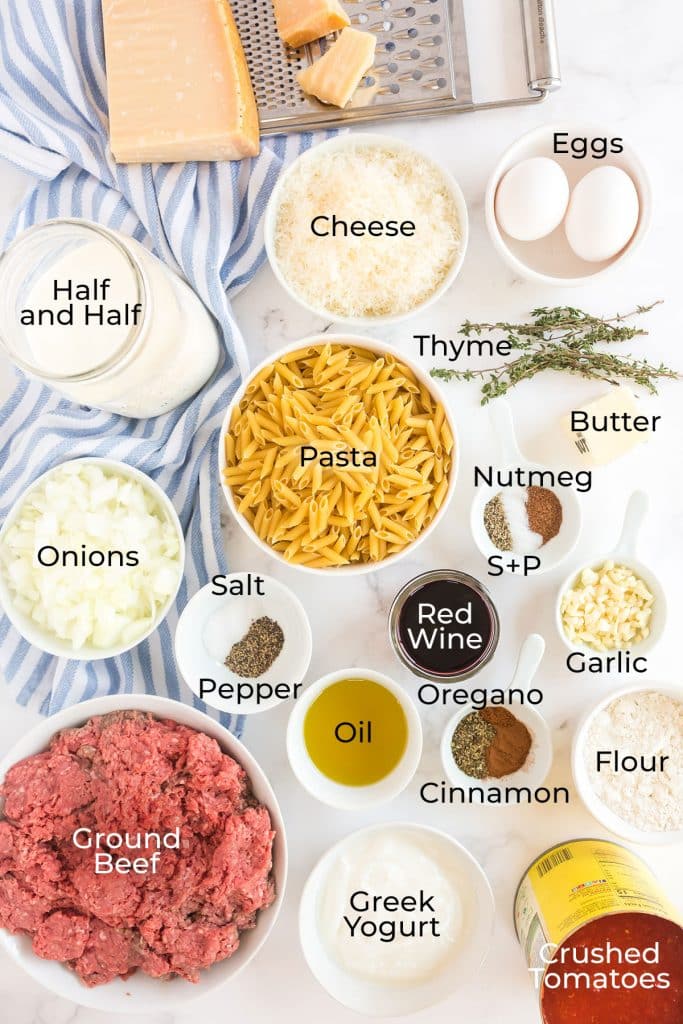 Ingredients to make Greek Pastitsio