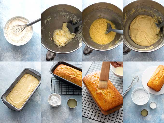 Step by step photos on how to make a homemade lemon loaf cake