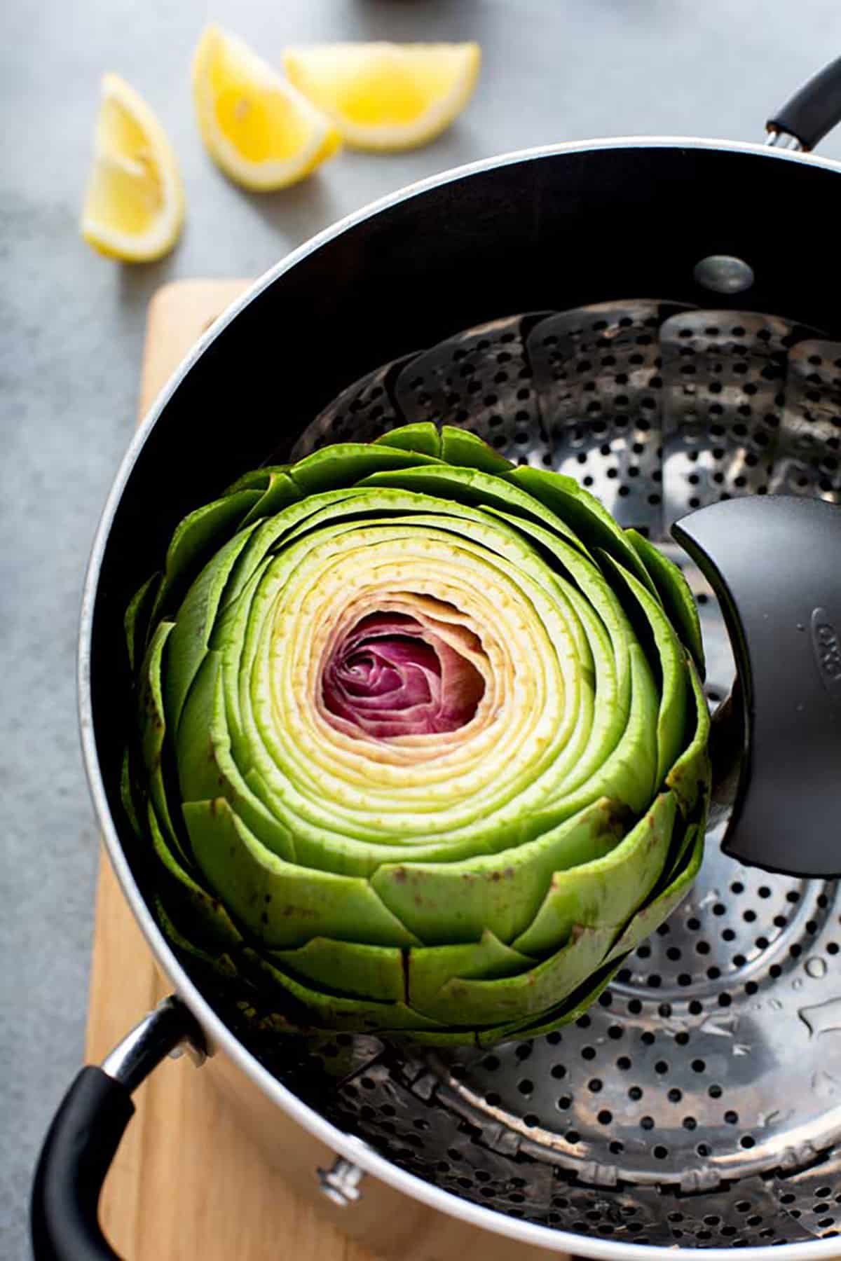 Artichoke in a steamer