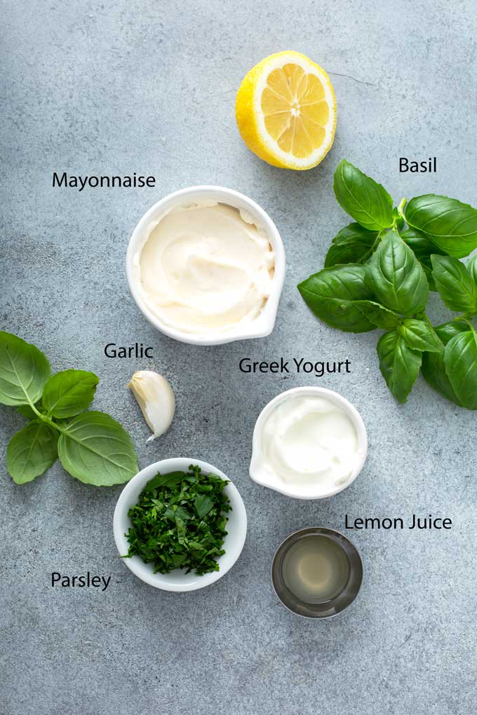Artichoke sauce ingredients on a gray counter