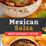 Pin image of bowls of salsa with chips