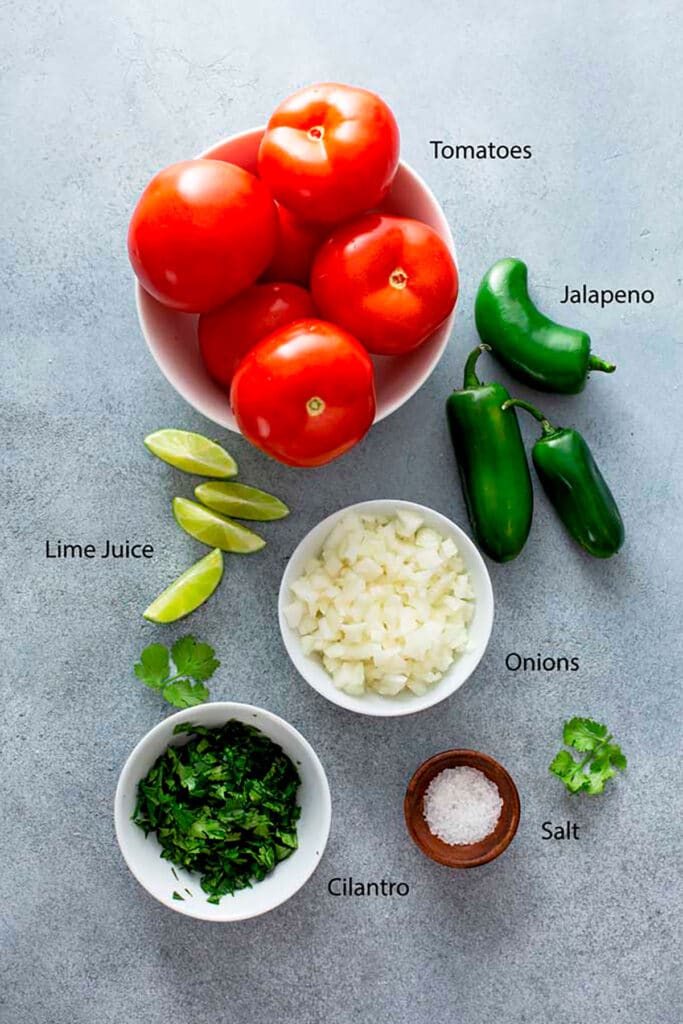 Homemade Mexican Salsa ingredients