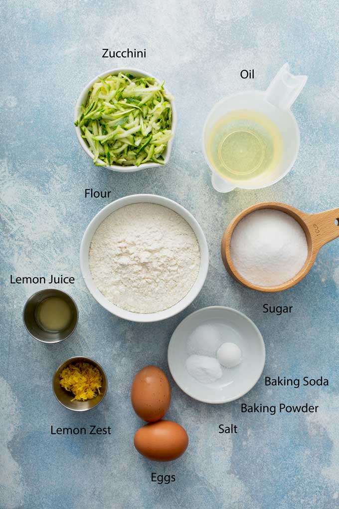 Ingredients to make lemon zucchini bread