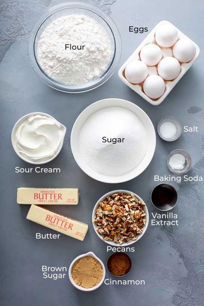 Ingredients to make Southern Retro Butter Bundt Cake