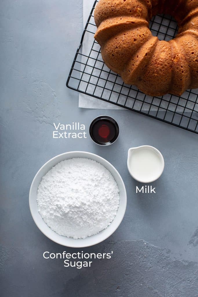 Ingredients to make Vanilla Glaze