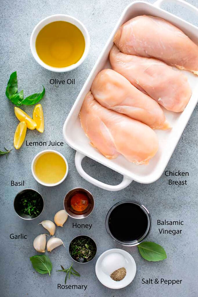 Top view of Grilled Chicken recipe ingredients