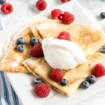 French crepes o a white plate