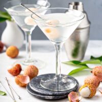 Two Lychee vodka martinis