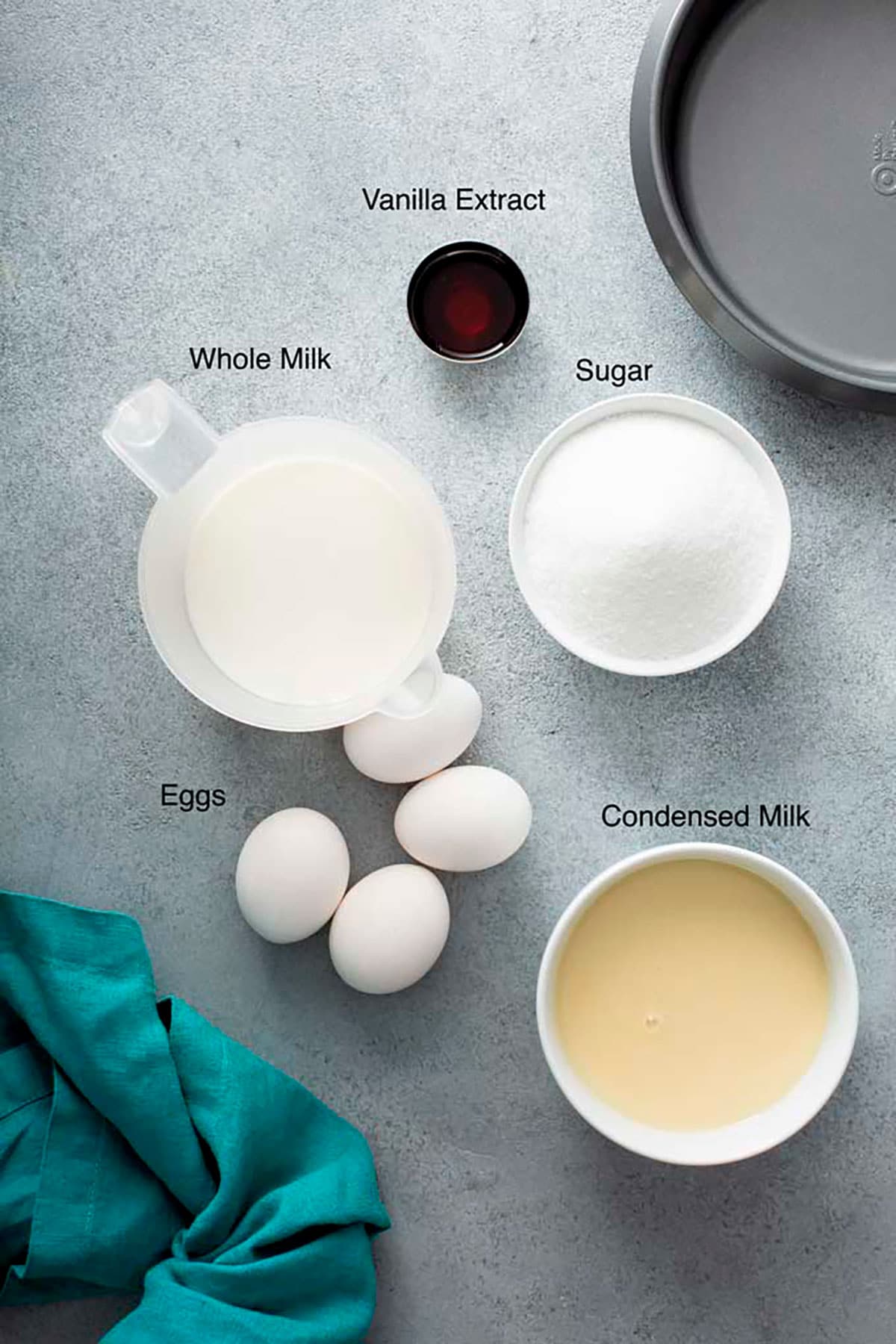 Ingredients to make the best Spanish flan ever!