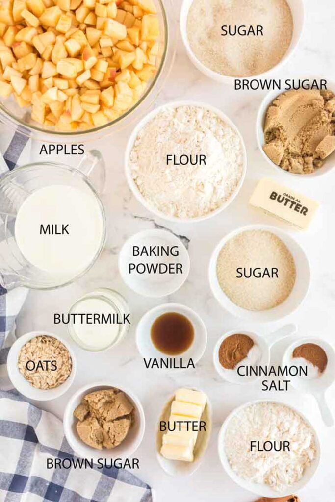 Ingredients to make apple crisp