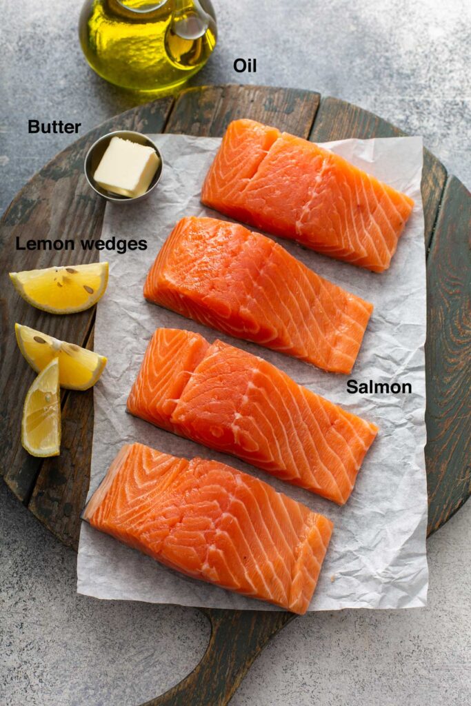 Ingredients to make pan fry salmon 