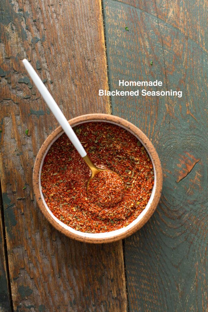 Homemade Blackened seasoning mix in a small bowl