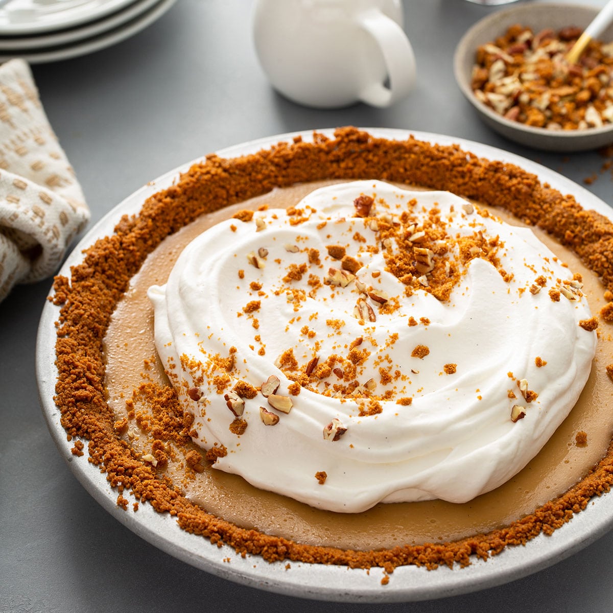 the best butterscotch pie on a pie plate