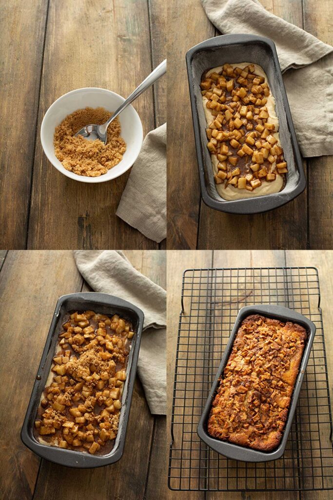 Step by step photos on how to make cinnamon apple bread