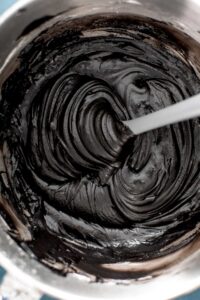 close up of black frosting