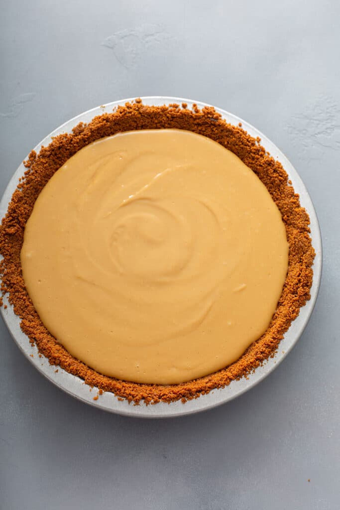 top view of a Butterscotch Pie without toppings