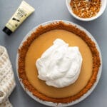 whipped cream over the butterscotch pie