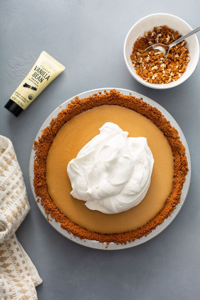 whipped cream over the butterscotch pie