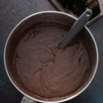 chocolate cake mix on a mixing bowl