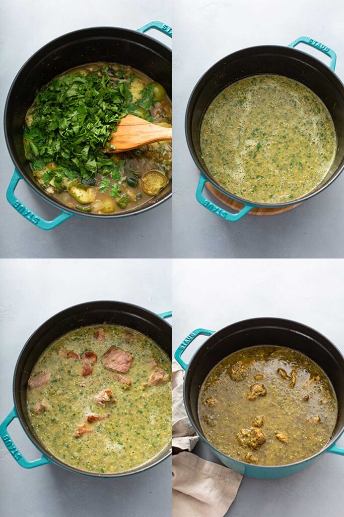 Step by step photos on how to make chile verde with pork