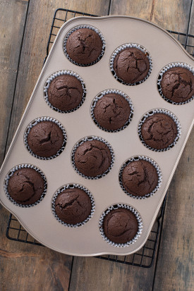 Guinness Chocolate Cupcakes in a cupcake pan