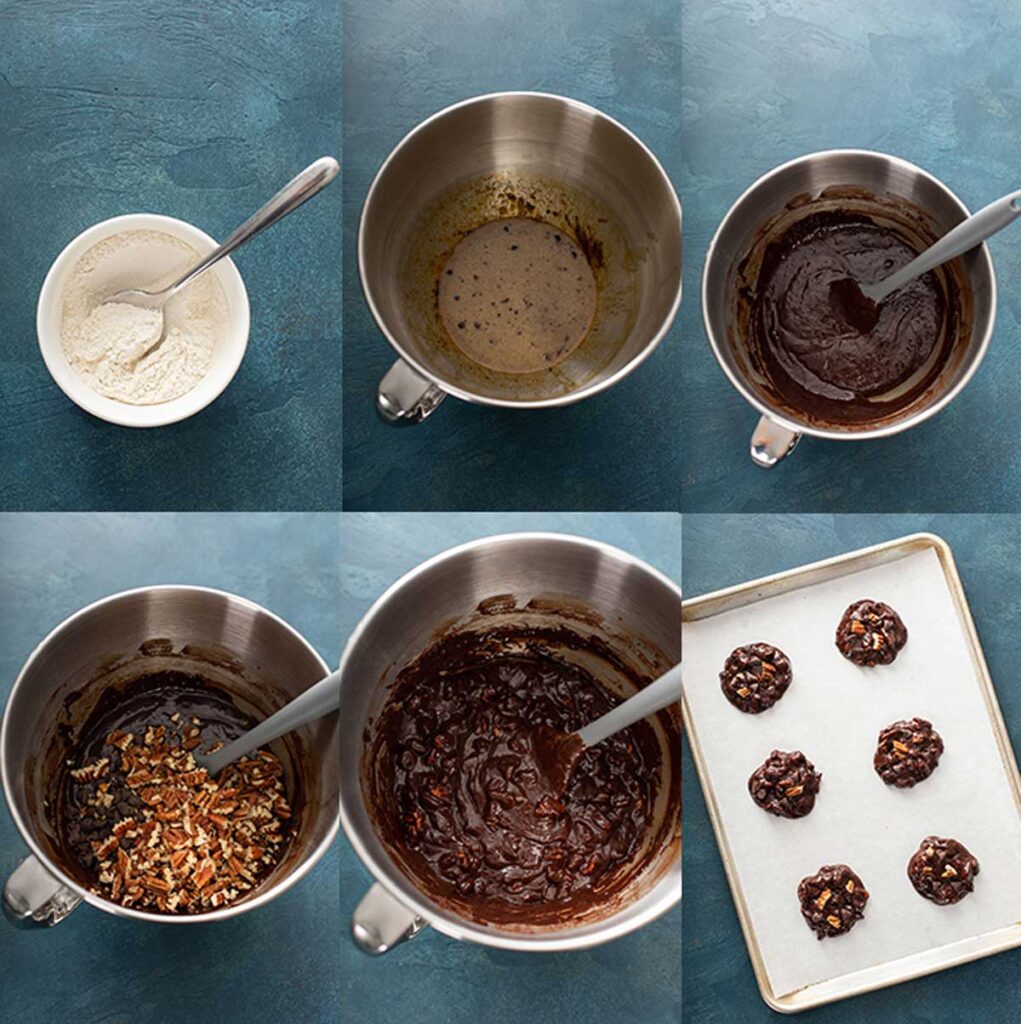 Step by step photos on how to make double chocolate cookies