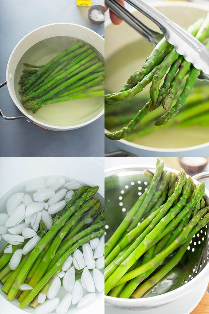 How to blanch asparagus, step by step photos