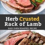 Pin image of herb crusted rack of lamb