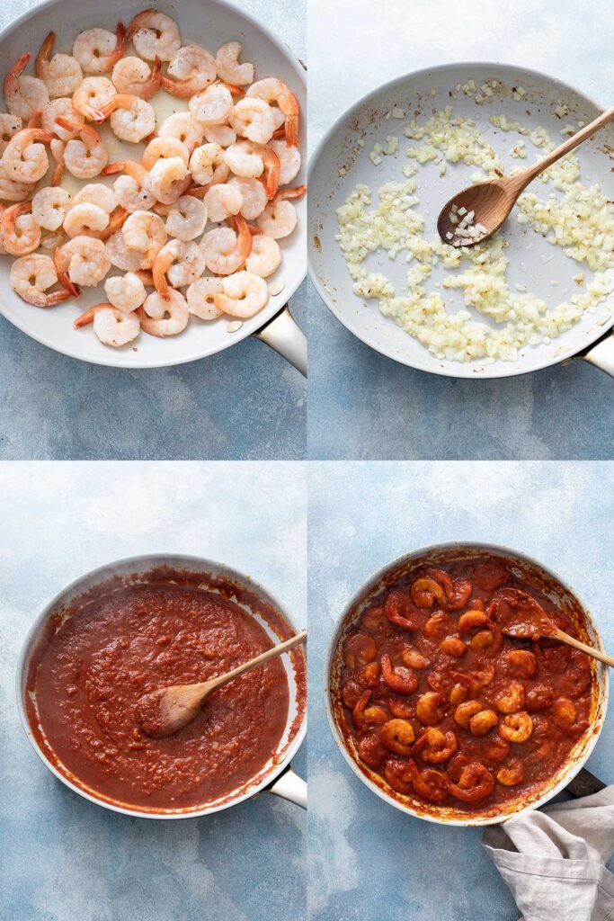 Step by step photos on how to make spicy shrimp diablo