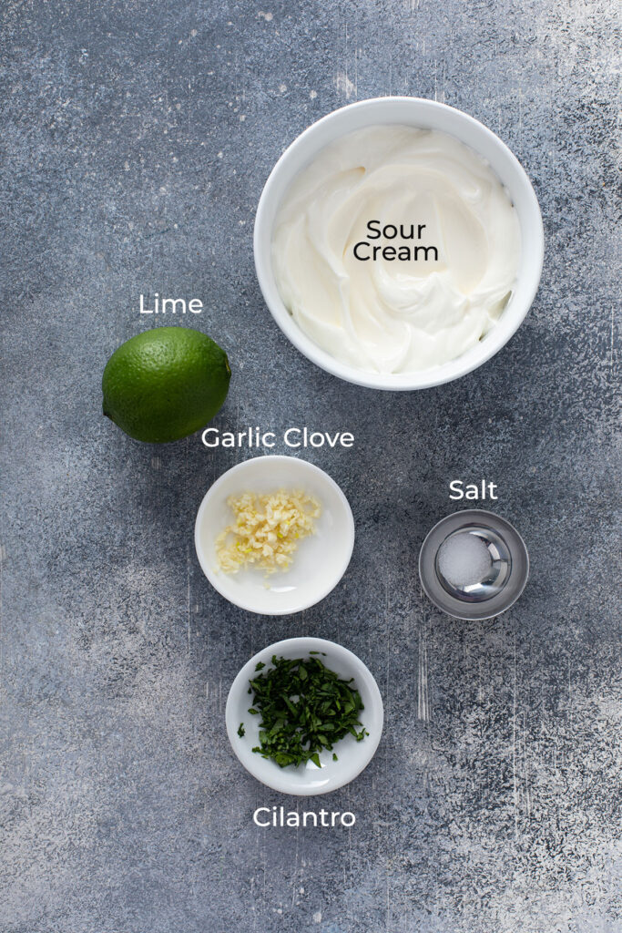 Ingredients needed to make lime crema recipe